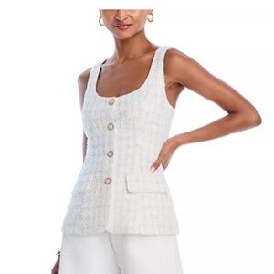 AQUA Tweed Vest – White/Tan (NWT)